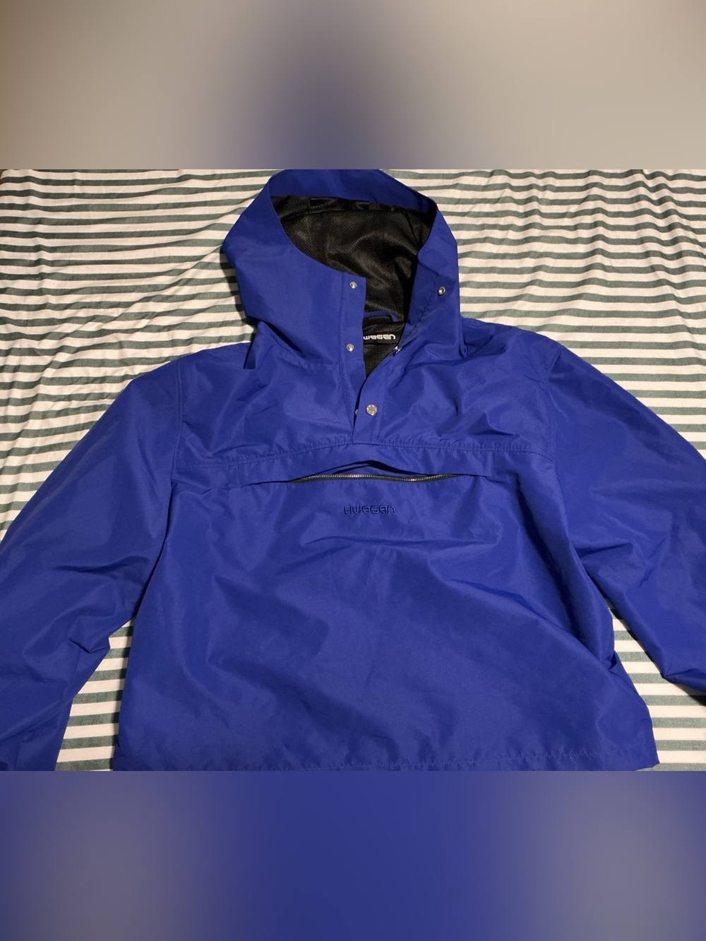 Men's Blue Hooded Rain Anorak Jacket